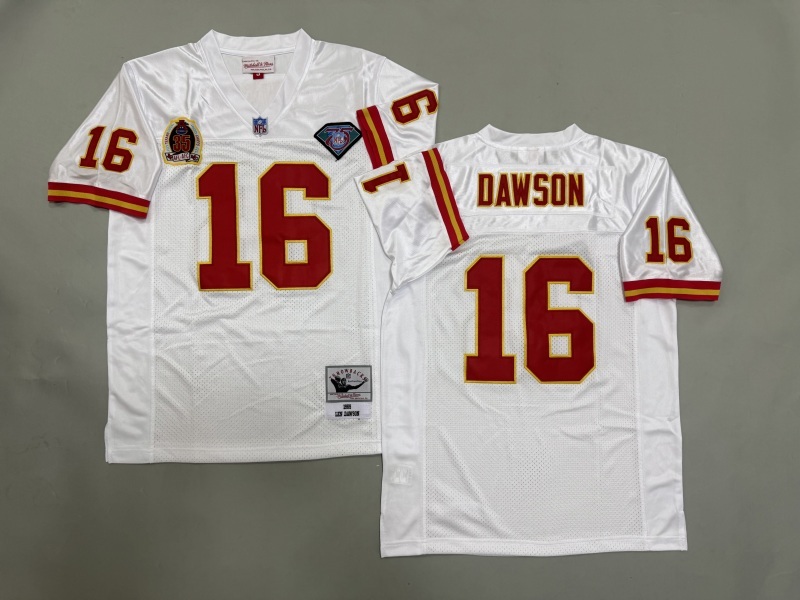 Men 2025 Kansas City Chiefs #16 Dawson white Throwback Limited NFL Jersey style 001